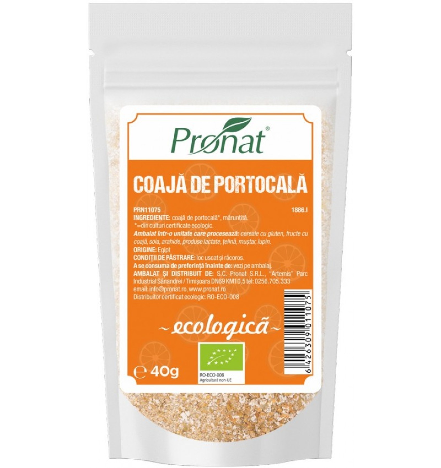 Coaja de portocala bio, maruntita, 40g