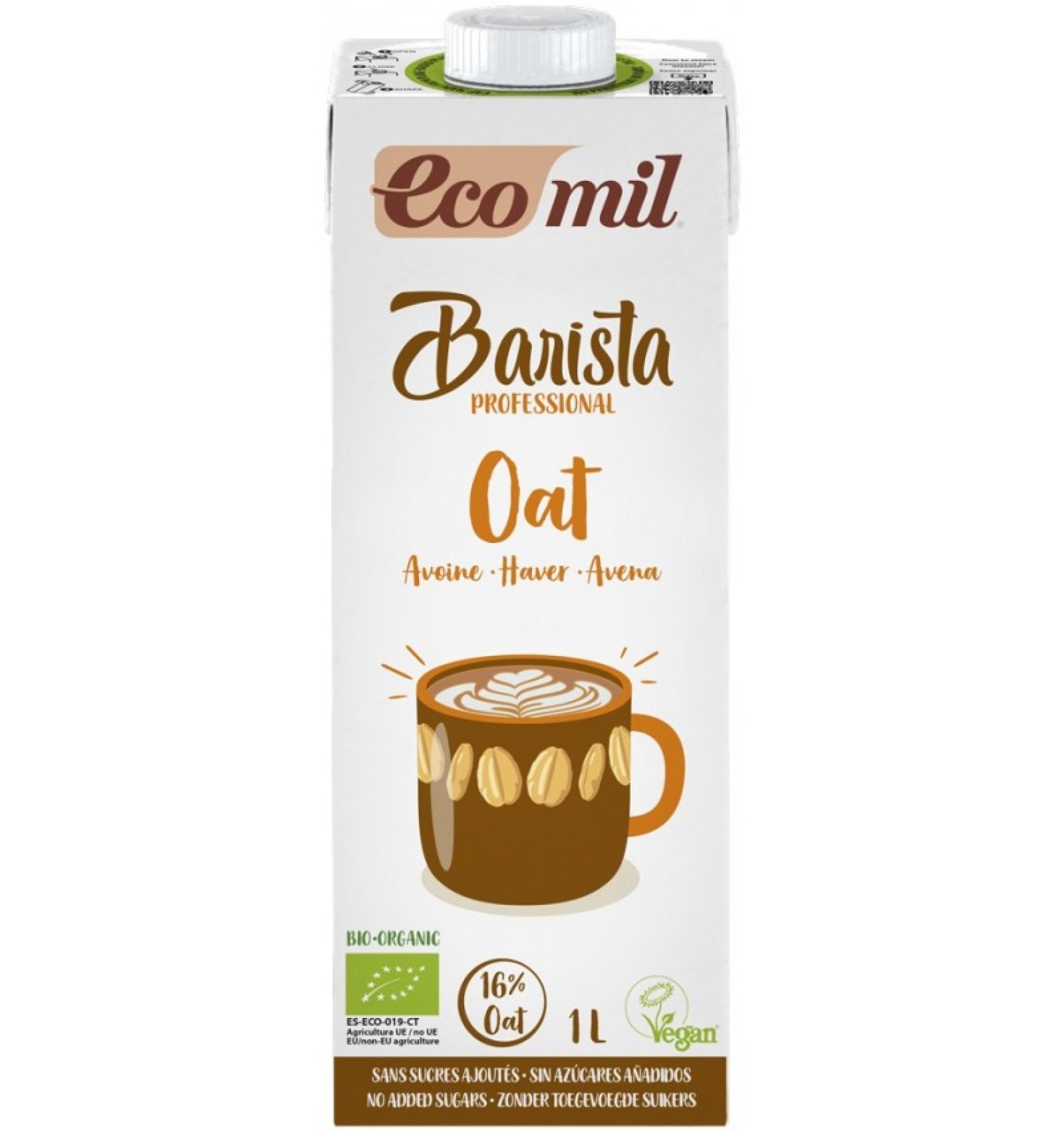 Barista, bautura vegetala bio de ovaz pentru cafea, 1L Ecomil
