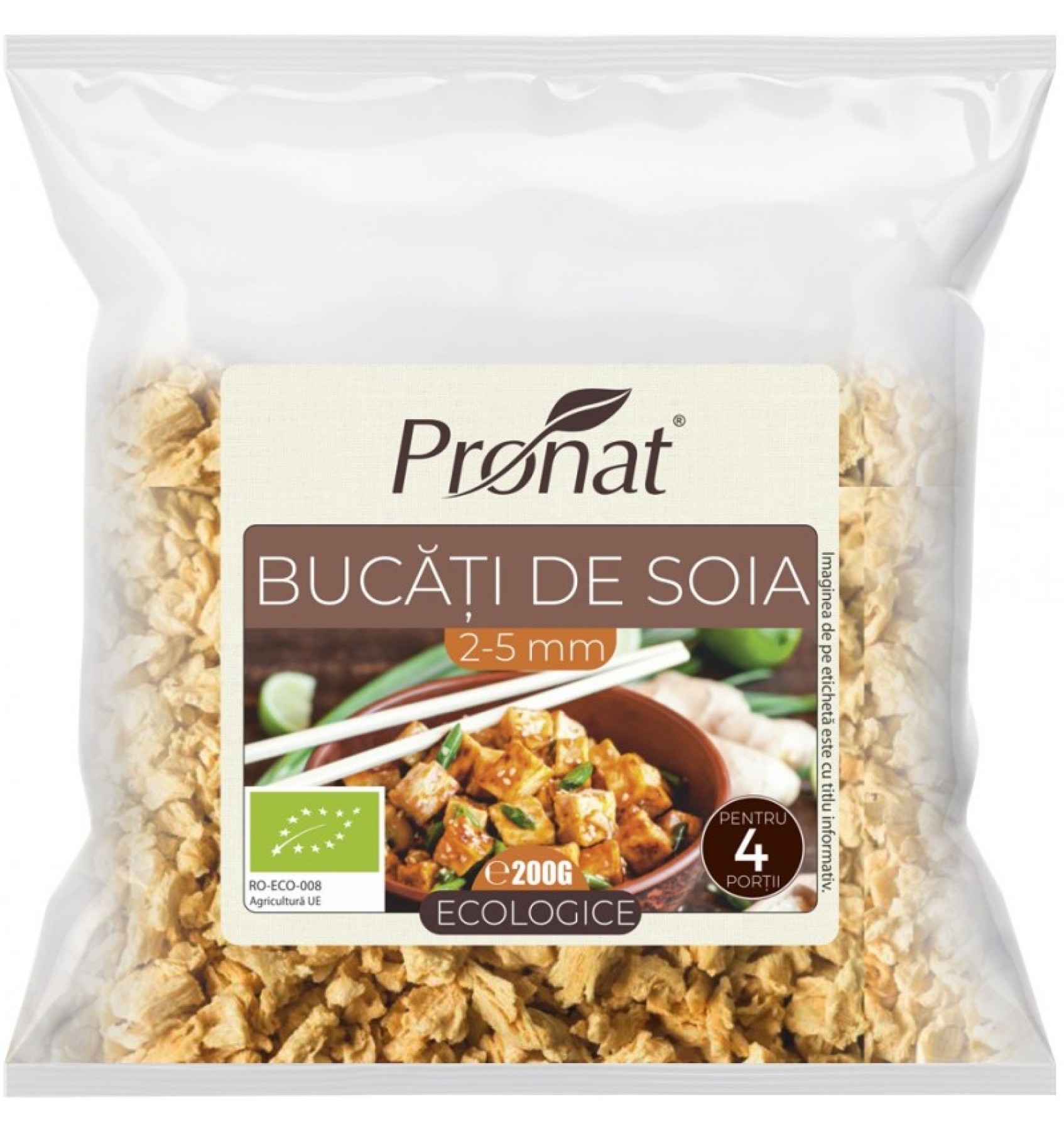 Bucati de soia BIO 2-5mm, 200 g Proteina Vegetala Texturata TVP