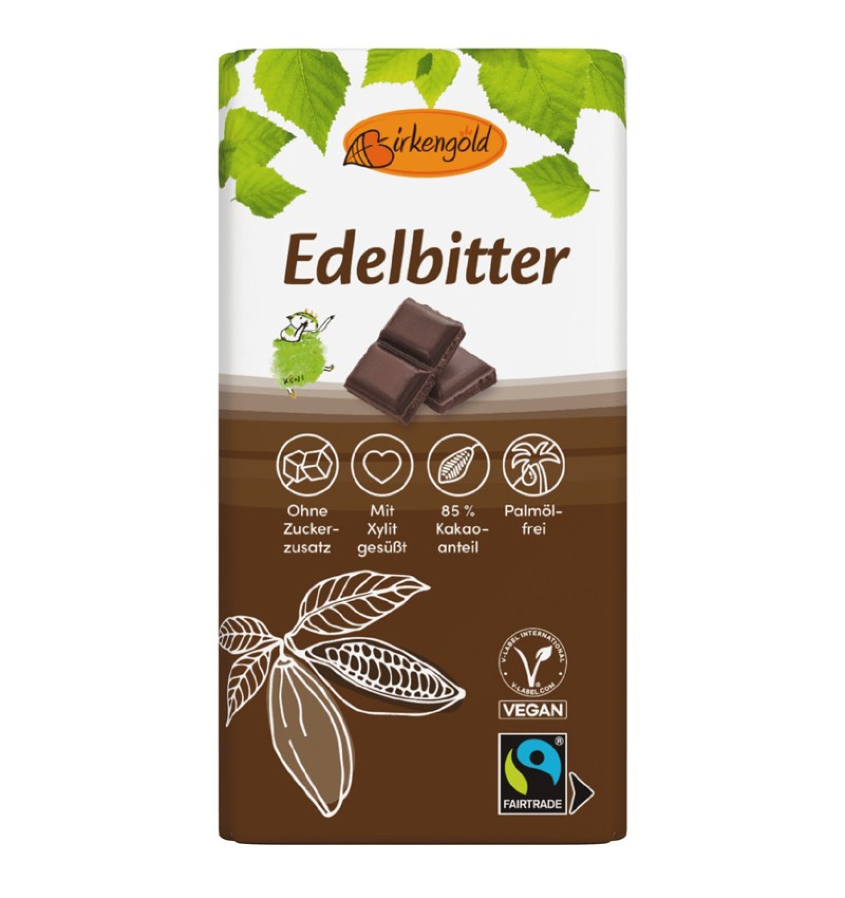Ciocolata 85% cacao indulcita cu xylitol, 100g Birkengold