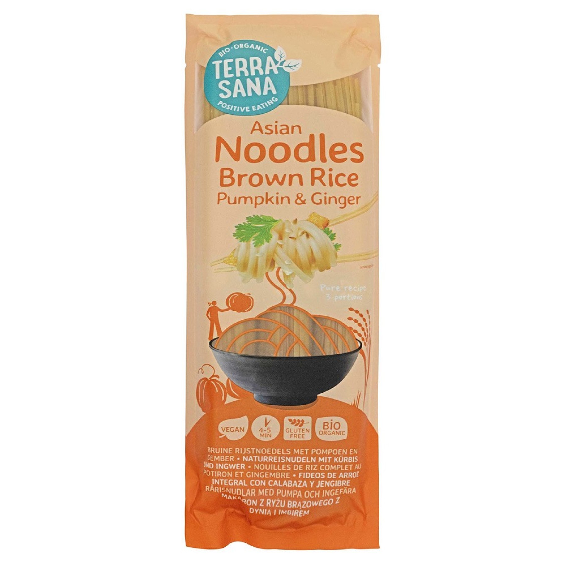 Taitei BIO de orez brun cu dovleac si ghimbir fara gluten - 250 g