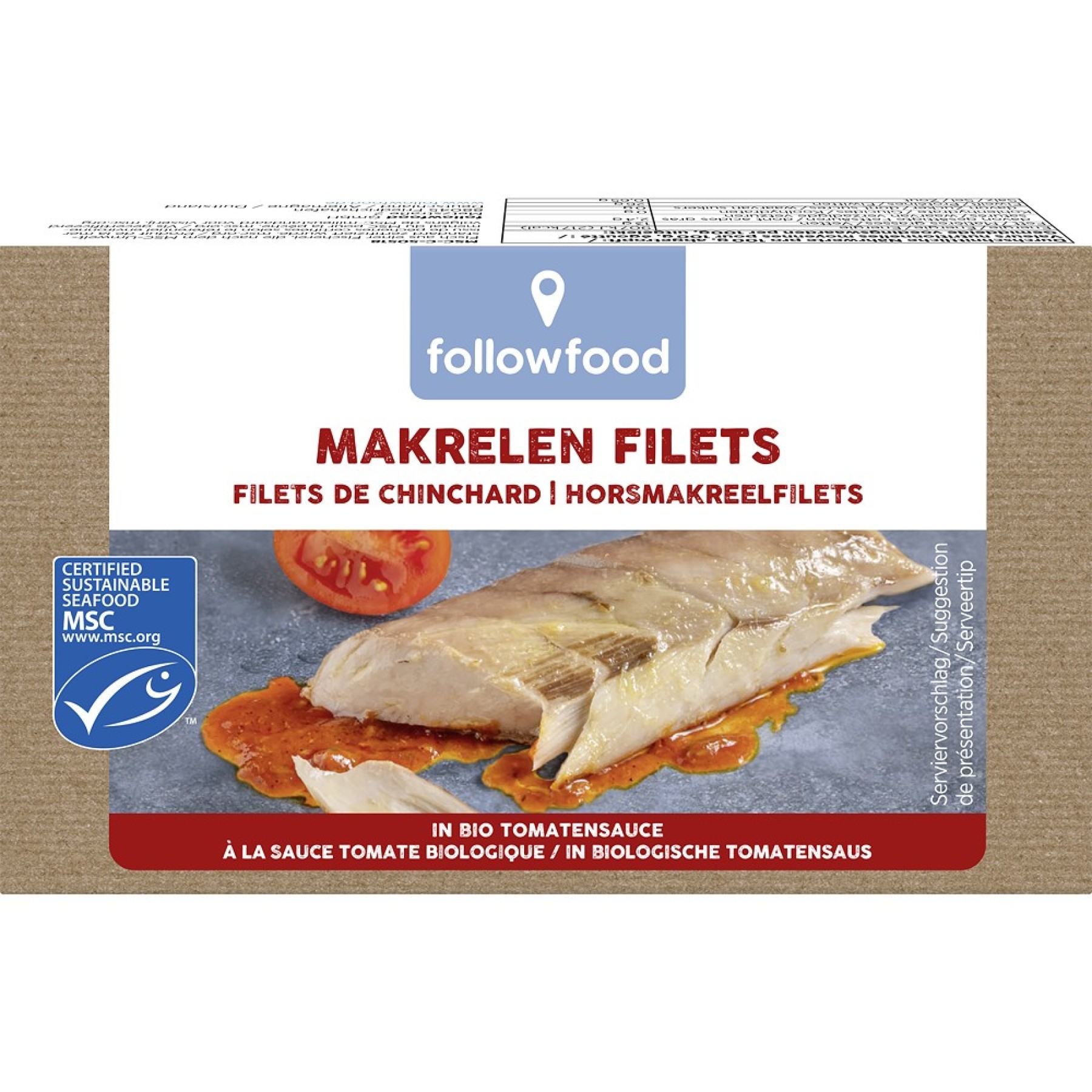 File de macrou salbatic in sos de rosii bio - 125 g