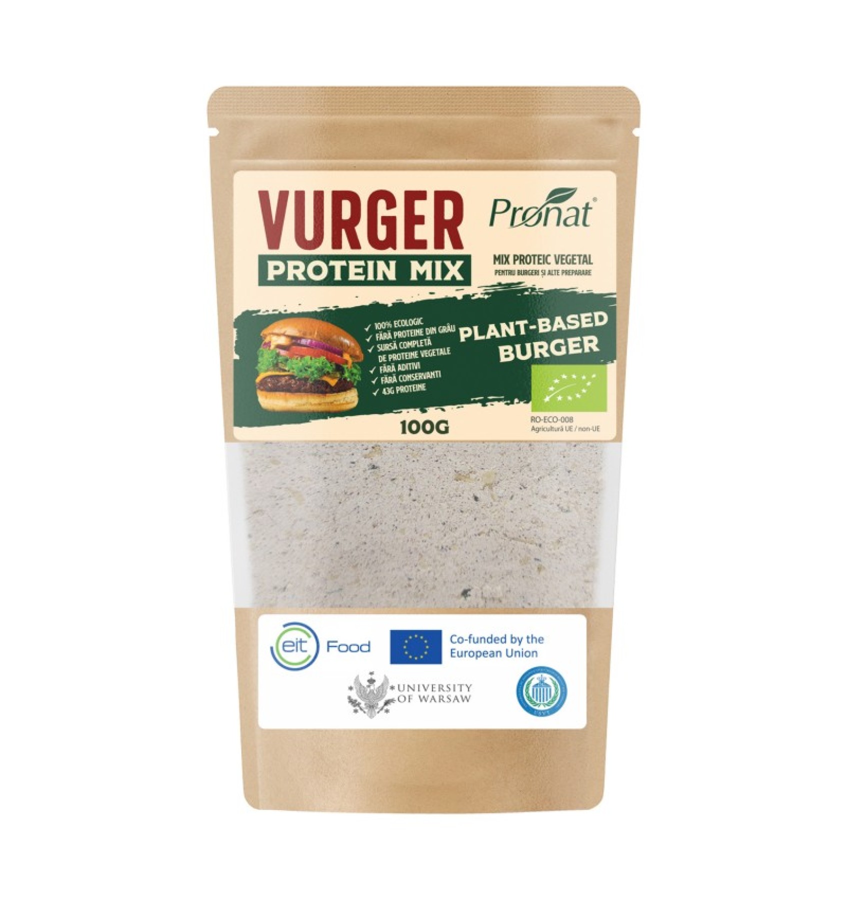 Vurger - Mix proteic vegetal bio ideal pentru burgeri și alte preparate, 100g