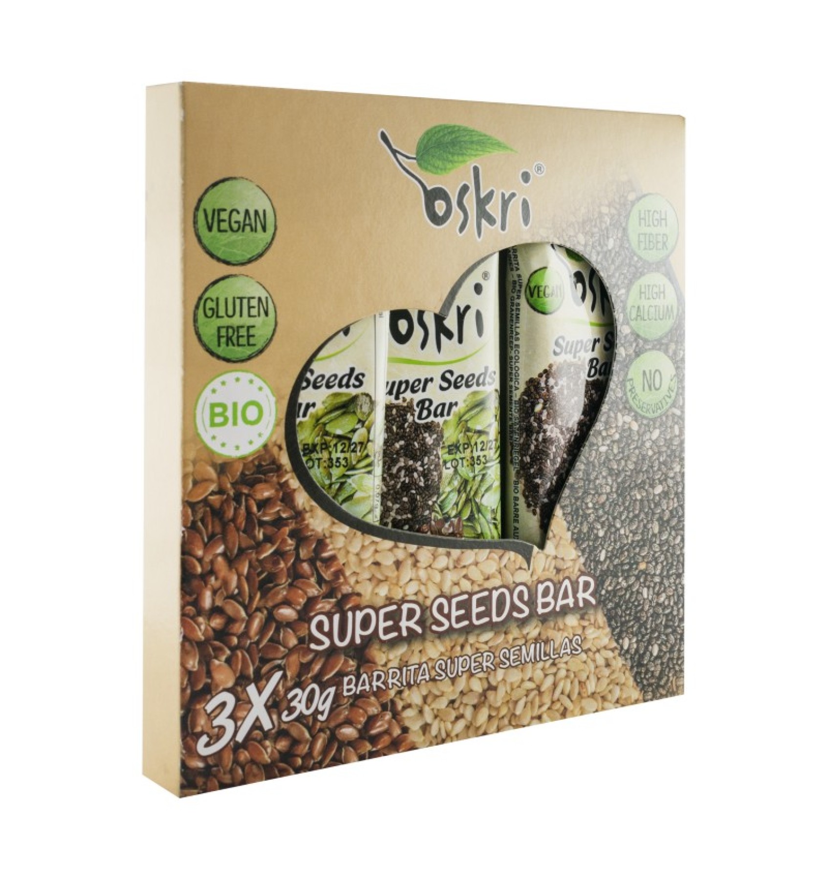 ECO/BIO Baton cu arahide si seminte 3*30g, 90g