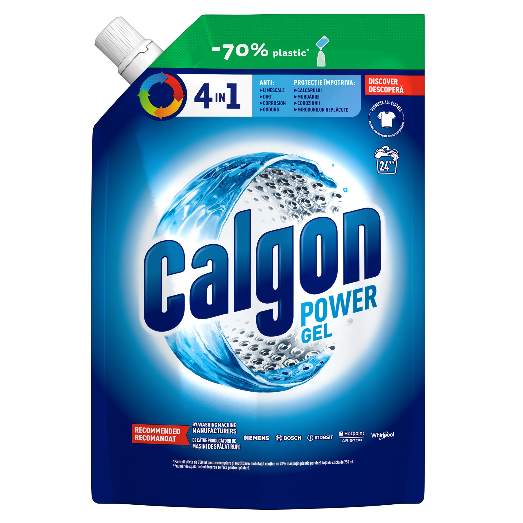 Rezerva Solutie gel Anticalcar pentru masina de spalat Calgon 4in1, 24 spalari*, 1.2L