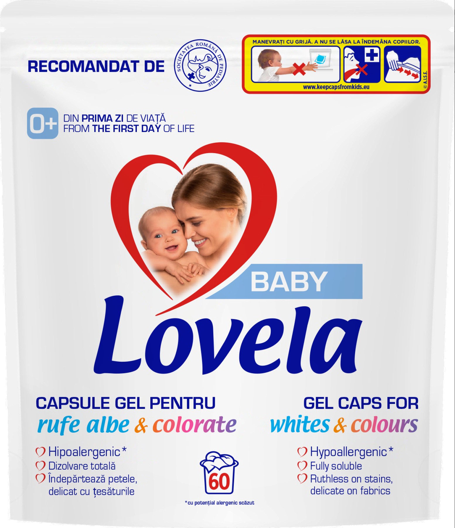 Detergent capsule Lovela Baby, pentru rufe albe & colorate, 60 spalari