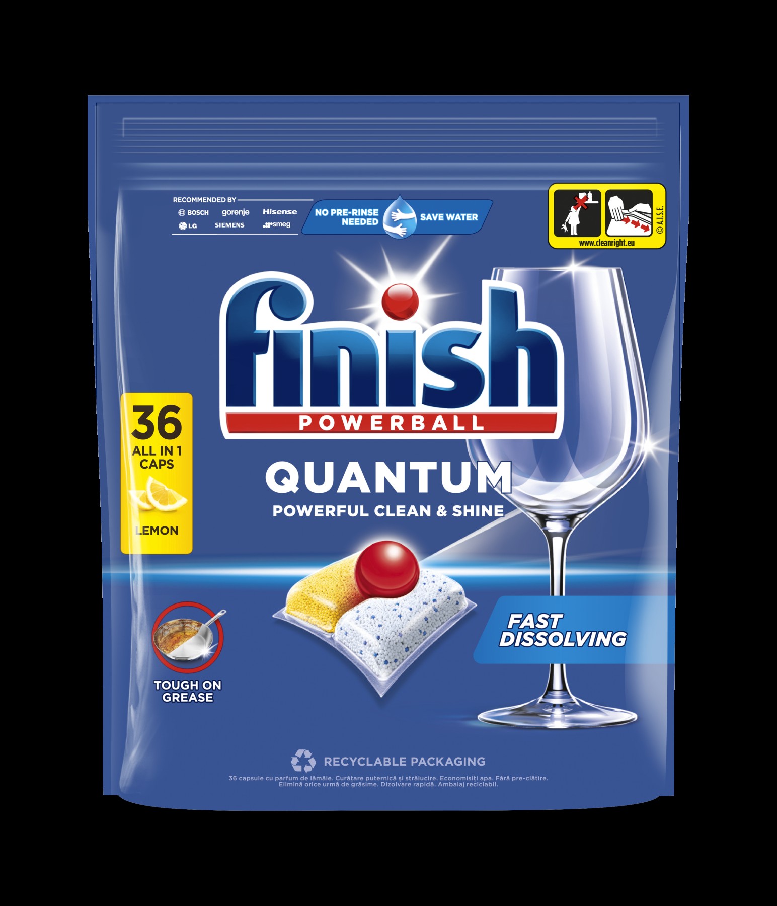 Quantum Lemon detergent capsule pentru masina de spalat vase, 36 spalari