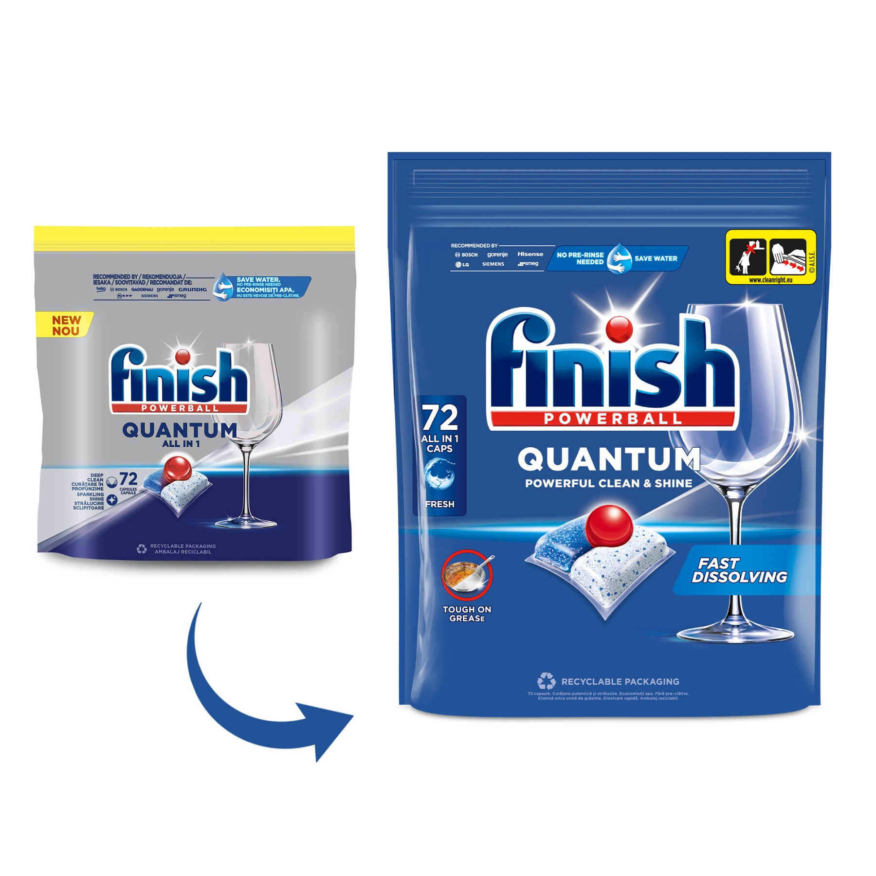 Quantum detergent capsule pentru masina de spalat vase, 72 spalari