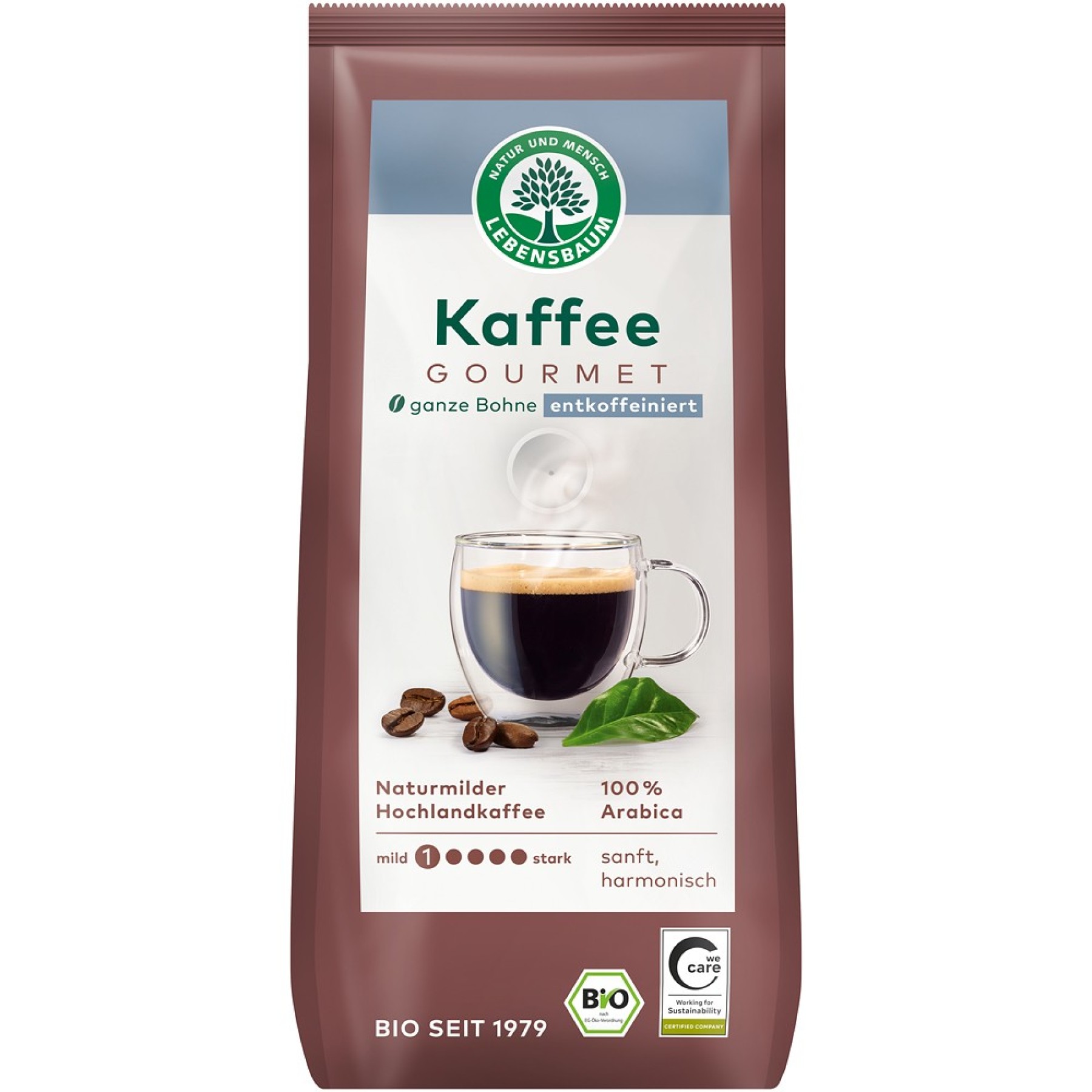 Cafea boabe bio Gourmet decofeinizata - 250 g
