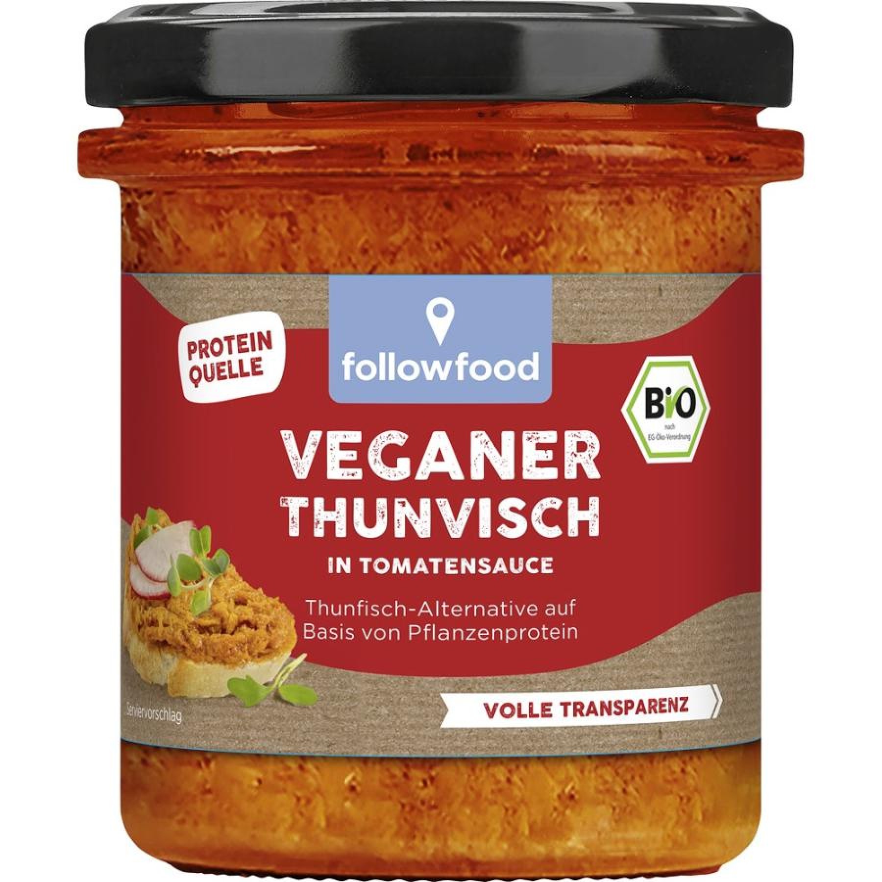 Pasta bio alternativa la ton cu rosii pe baza de proteina vegetala - 180 g