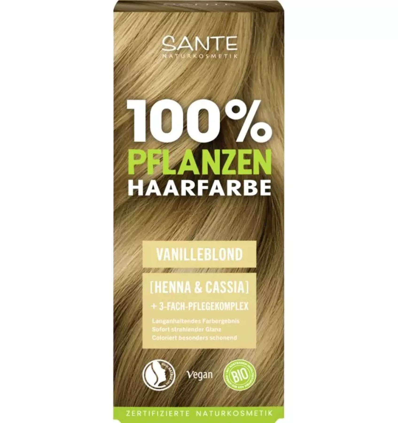 Vopsea bio pentru par, pe baza de plante, Blond vanilie, 100g Sante
