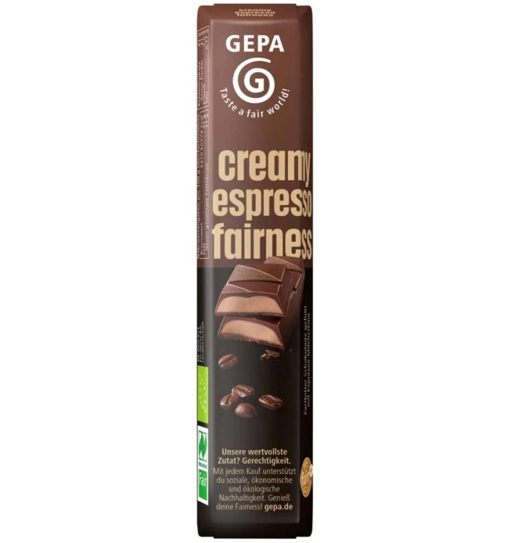 ECO/BIO Baton de ciocolata umplut cucrema espresso, 37.5gr