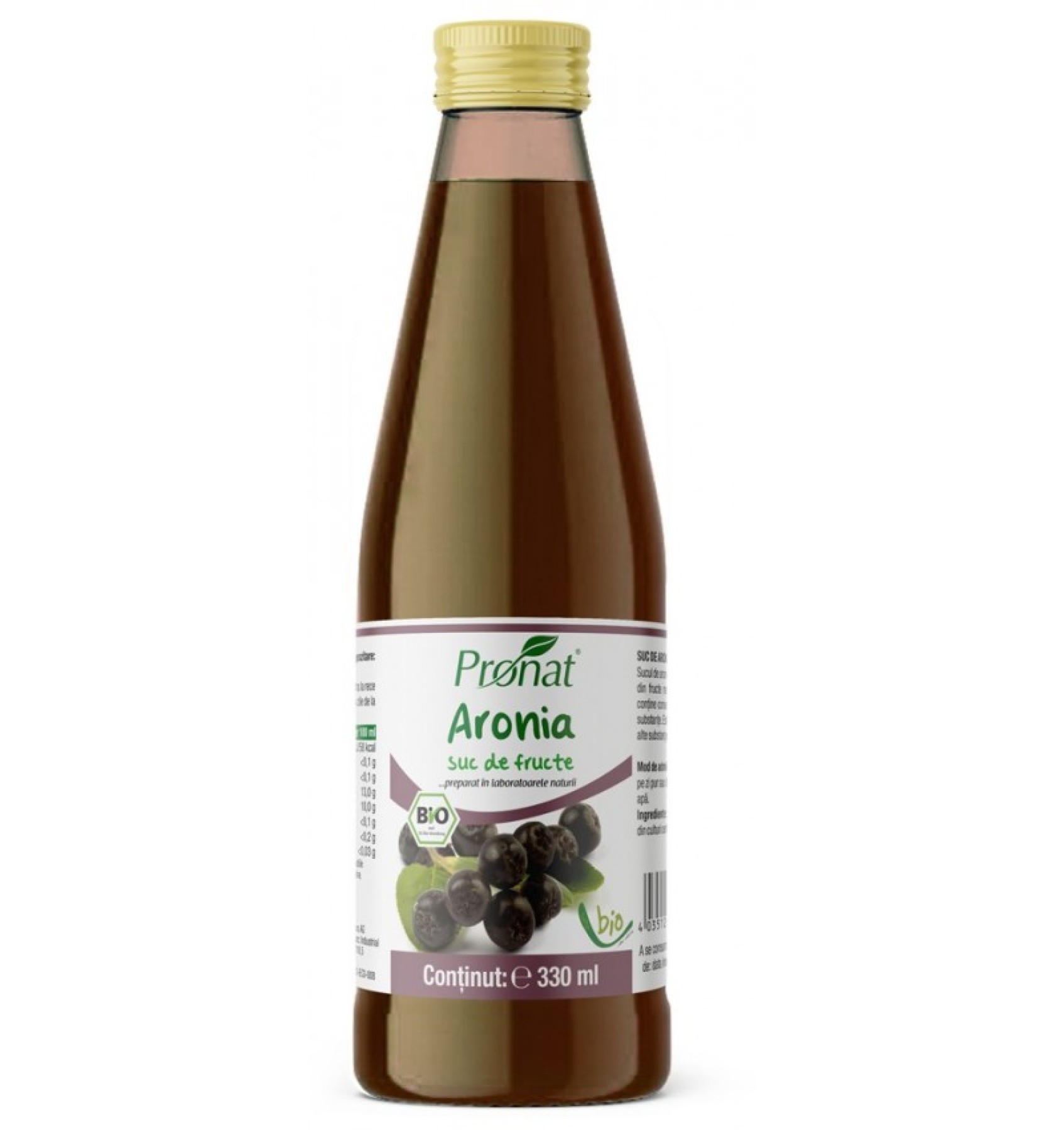 Suc de aronia 100%, bio, 330 ml Medicura