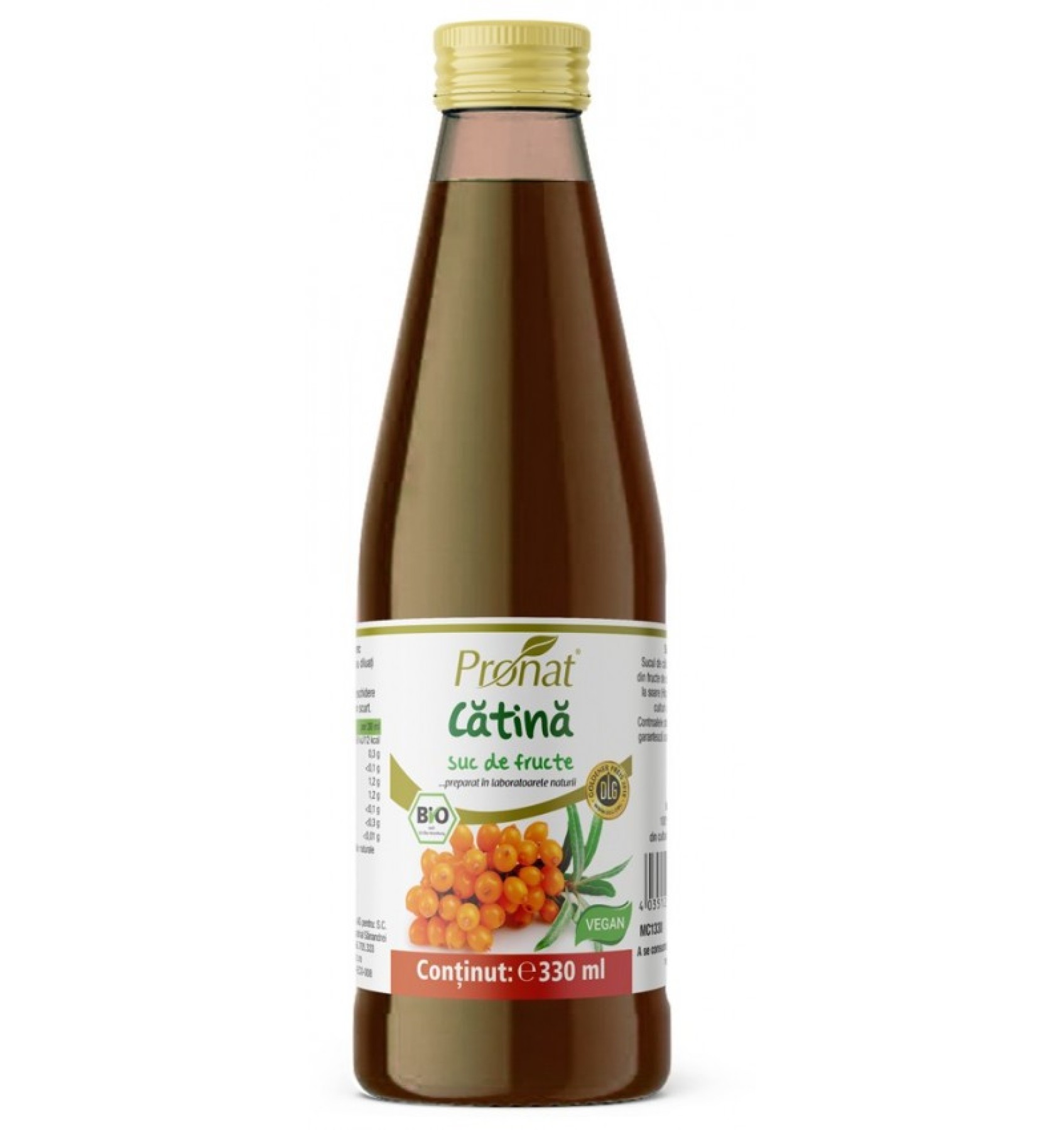 Suc de catina alba 100%, bio, 330 ml Medicura