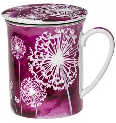 Cana de portelan cu infuzor si capac Dandelion Red