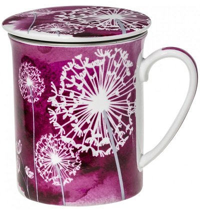 Cana de portelan cu infuzor si capac Dandelion Red