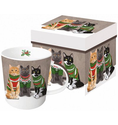 Cana de portelan 0.35l in cutie de cadou, Sweater cats