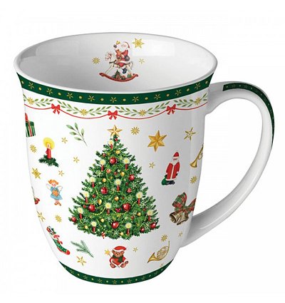 Cana de portelan 0.4l in cutie Christmas evergreen