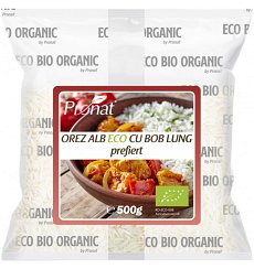 Orez alb bio cu bob lung, prefiert, 500 g