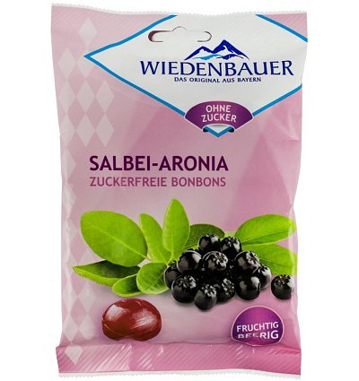 BOMBOANE FARA ZAHAR CU SALVIE SI ARONIA, 75G WIEDENBAUER
