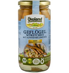 CREMVURSTI BIO DIN CARNE DE CURCAN CU ULEI DE FLOAREA SOARELUI, 380G OKOLAND