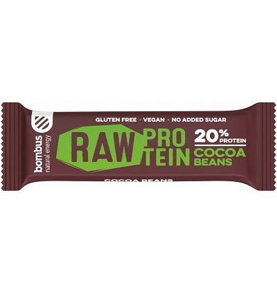 BATON PROTEIC CU BOABE DE CACAO, 20% PROTEINE, 50G BOMBUS