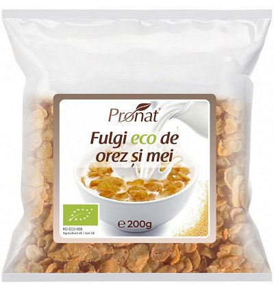 Fulgi bio de orez si mei, 200g