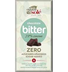 Ciocolata neagra cu stevie, minim 72% cacao, 100g Chocolates Sole