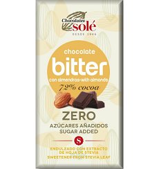 Ciocolata cu migdale indulcita cu stevie, minim 72% cacao, 100g Chocolates Sole