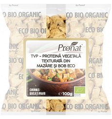 TVP - Proteina vegetala texturata din mazare si bob bio 100g, chunks (bucati mari)