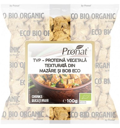 TVP - Proteina vegetala texturata din mazare si bob bio 100g, chunks (bucati mari)