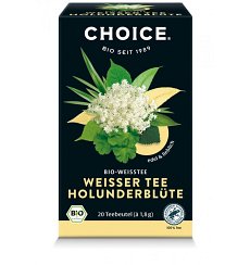 Ceai alb bio cu flori de soc, 20 pliculete a 1,8 g / 36,0 g Choice®