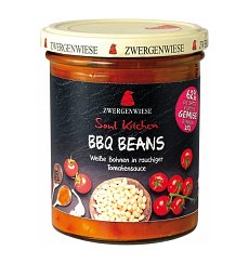 Fasole alba bio in sos de rosii BBQ, 370g Zwergenwiese