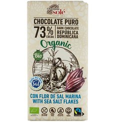 Ciocolata neagra bio si fairtrade 73% cacao cu Fleur de Sel, 100 g Chocolates Sole