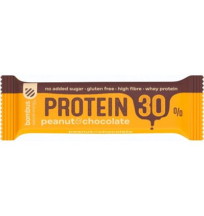 BATON PROTEIC CU ARAHIDE SI CIOCOLATA, 30% PROTEINE, 50G BOMBUS