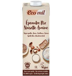 Bautura vegetala bio din grau, orez, ovaz si alune, fara adaos de zahar, 1L Ecomil