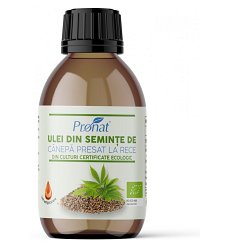 Ulei BIO din seminte de canepa presat la rece, 100ml