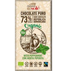 Ciocolata neagra cu menta BIO si Fairtrade 73% cacao, 100g Chocolates Sole