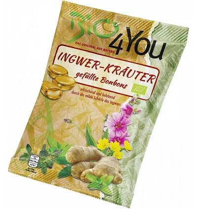 Dropsuri BIO umplute din ghimbir si plante, 75 g Bio 4 You