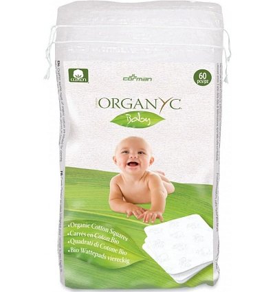 Dischete patrate Baby din bumbac organic 60 buc Organyc