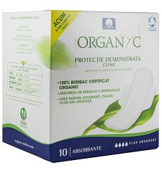 Absorbante intime din bumbac organic pentru noapte 10 buc Organyc
