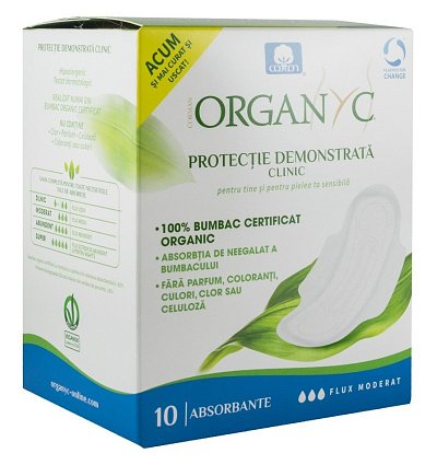 Absorbante intime din bumbac organic pentru zi 10 buc. Organyc