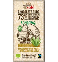 Ciocolata neagra BIO cu sirop de Agave, 73% cacao, 100 g Chocolates Sole