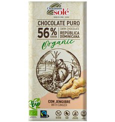 Ciocolata neagra BIO cu ghimbir, 56% cacao, 100 gr Chocolates Sole