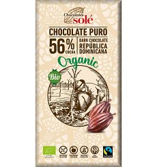 Ciocolata neagra BIO 56% cacao, 100 g Chocolates Sole