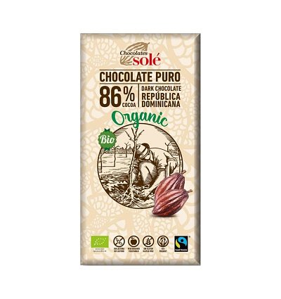 Ciocolata neagra BIO 86% cacao, 100gr Chocolates Sole