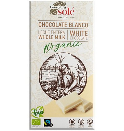 Ciocolata alba BIO, 100 g Chocolates Sole