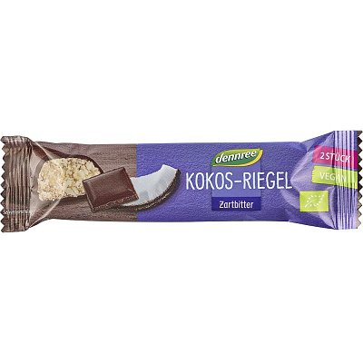 Baton bio de cocos cu glazura de ciocolata amaruie - 40 g