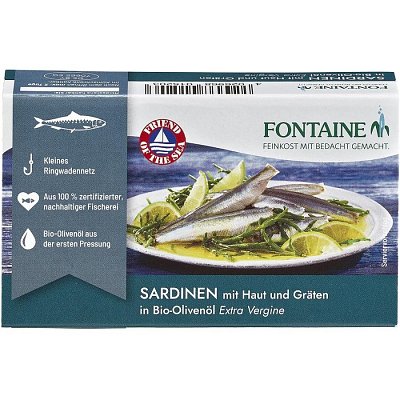 SARDINE IN ULEI DE MASLINE EXTRAVIRGIN, 120G FONTAINE