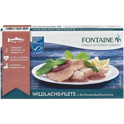 File de somon salbatic in sos de rosii bio si sos de busuioc, 200g Fontaine